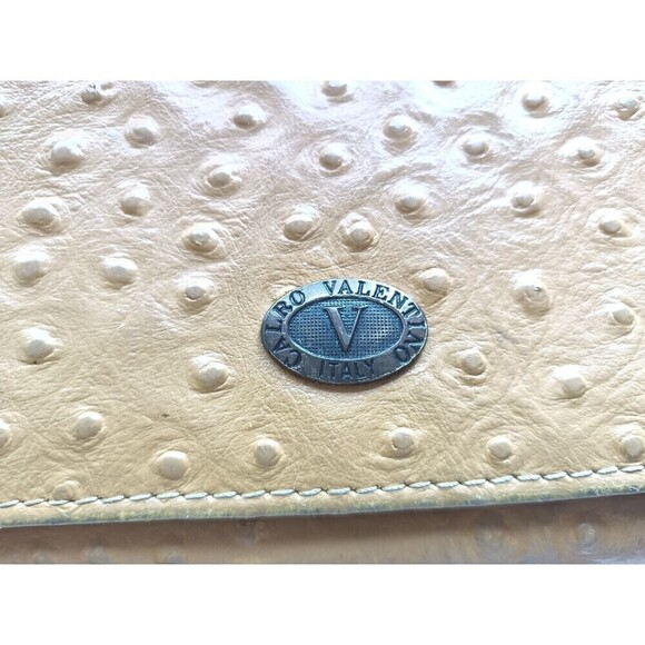 Calro Valentino Wallet Women's Yellow Ostrich Leather Snap Close - Picture 7 of 7